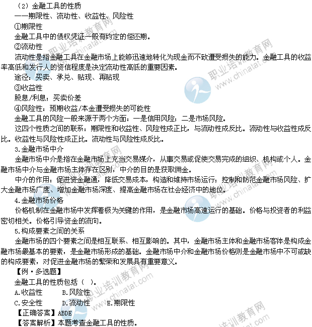 2014年中级经济师考试金融专业精讲：金融市场涵义与构成要求