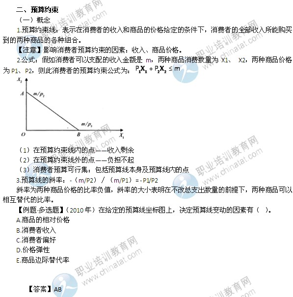 2014年中级经济师考试经济基础知识精讲：预算约束