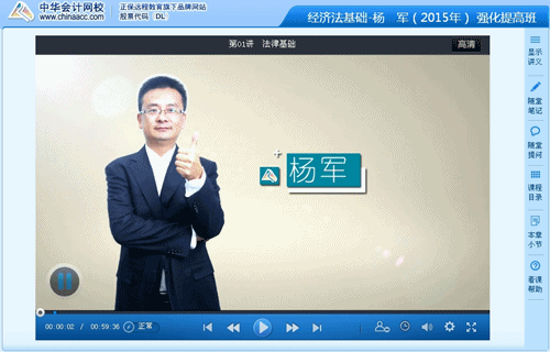 杨军2015初级会计职称《经济法基础》强化班课程