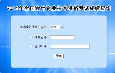 云南中级会计职称考试成绩查询入口