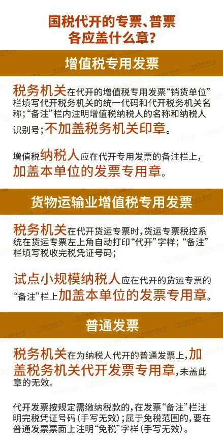 国税代开的专票、普票各应盖什么章