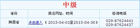 陕西2015年中级会计师报名入口已开通