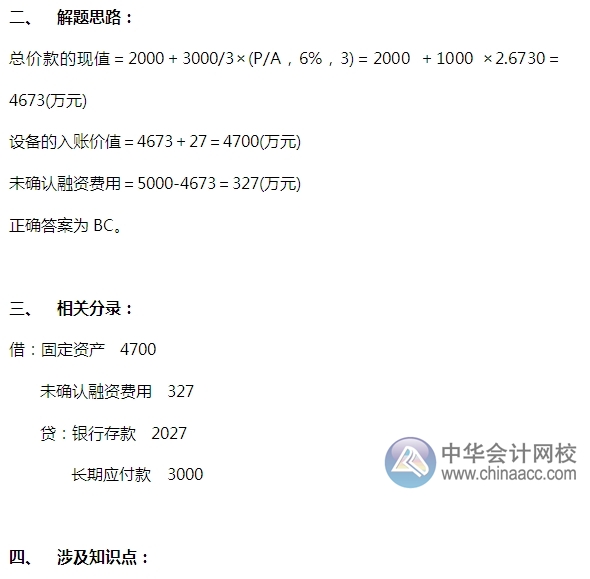 2015注会“借题发挥”会计篇：固定资产（外购）