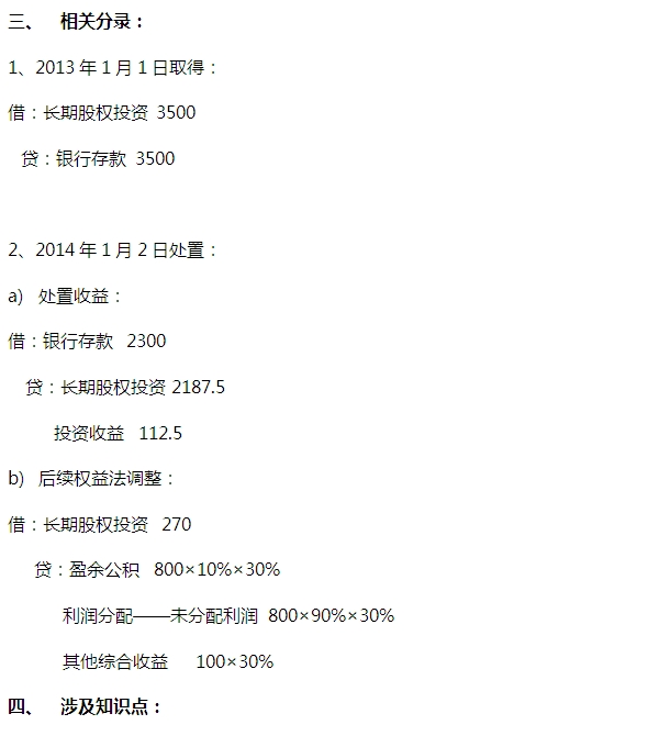 2015注会“借题发挥”会计篇：长期股权投资（方法转换）