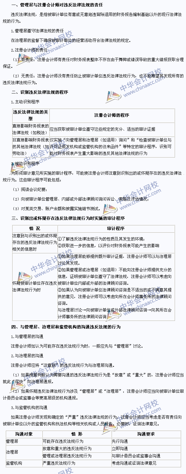 2015注会审计高频考点：财务报表审计中对法律法规的考虑