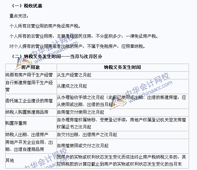 2015注会税法高频考点：房产税税收优惠及纳税义务发生时间