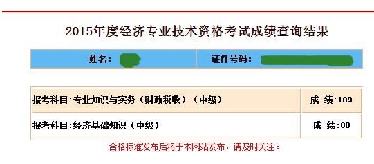 2015年学员经济师成绩