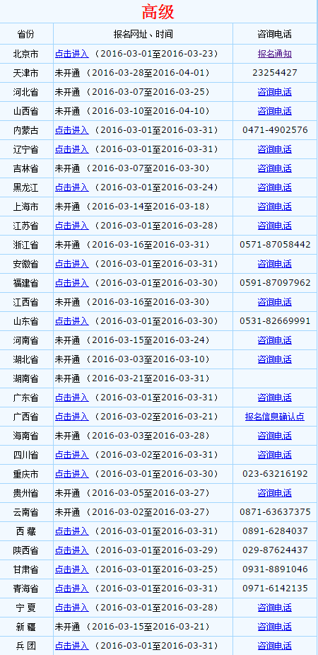 全国2016年高级会计师考试报名入口已开通