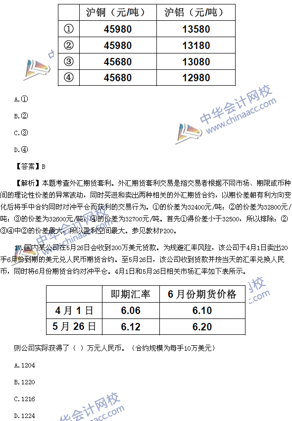 2016年期货从业资格考试《期货基础知识》样卷单选题二