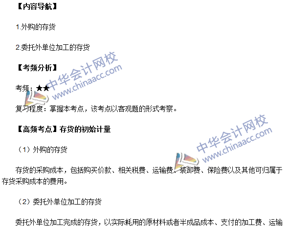 2016中级会计职称《中级会计实务》高频考点：存货的初始计量