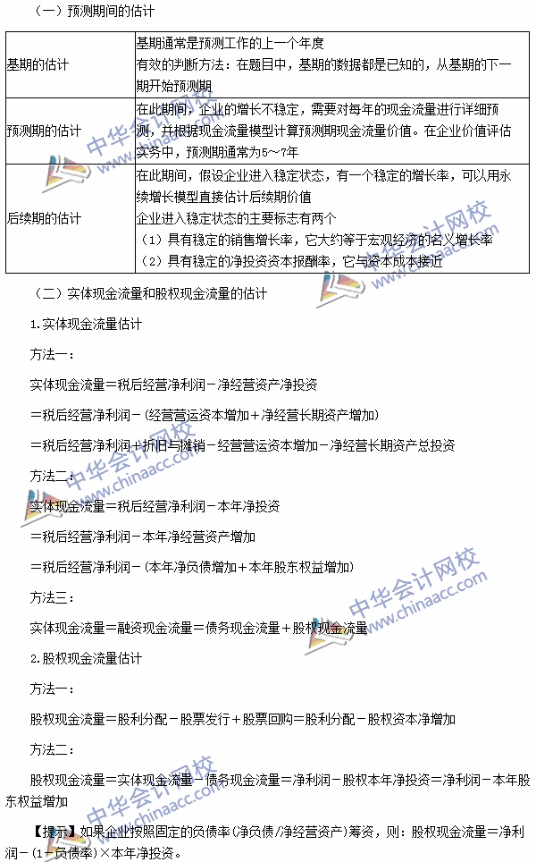 2016注会考试《财管》高频考点：现金流量折现模型参数的估计