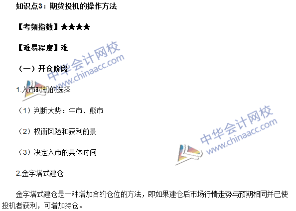 期货从业《期货基础知识》第五章高频考点：期货投机的操作方法