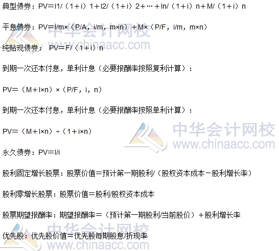 2017年注会财管公式总结