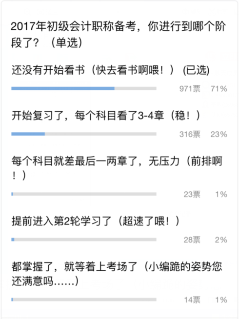 2017年初级会计职称备考，你进行到了哪个阶段了