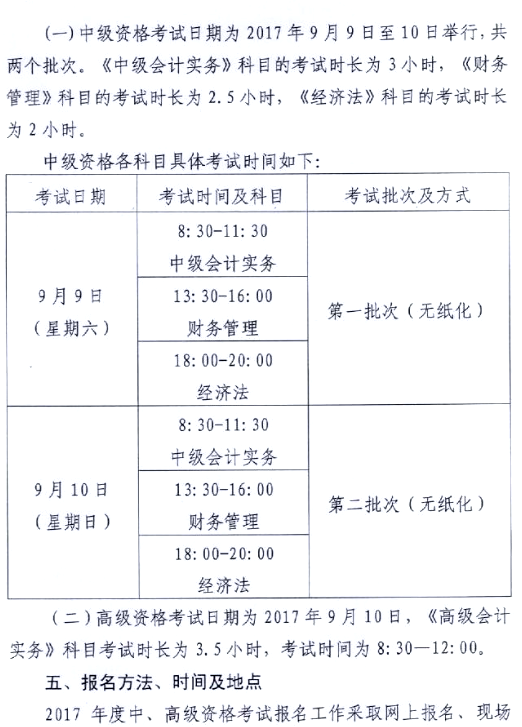 2017年广东肇庆高级会计师考试报名系统开通时间