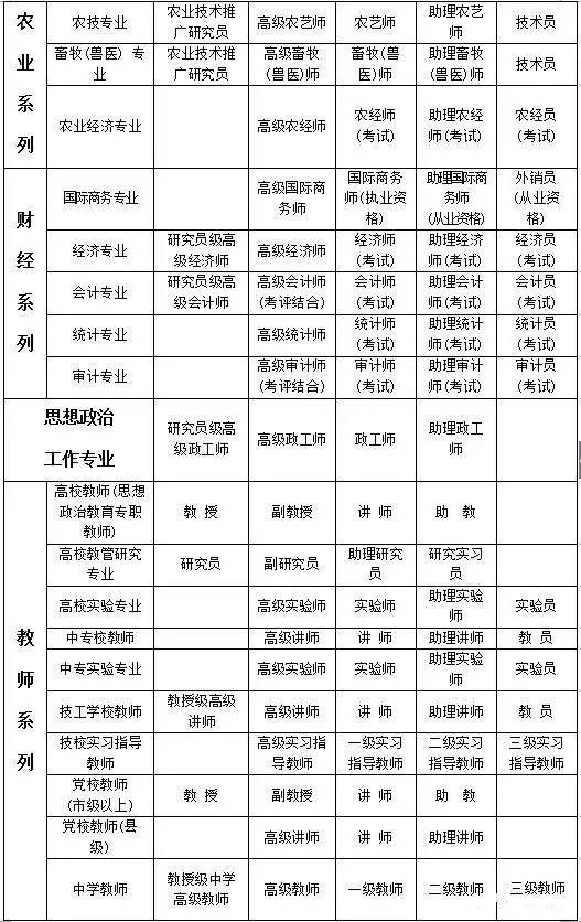 职称考试类别