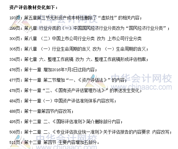 2017年资产评估师考试《资产评估》新旧教材变化对比