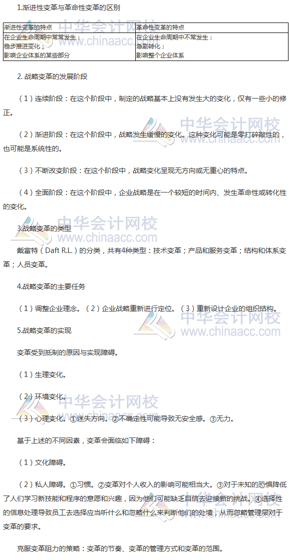 2017年注会《公司战略》高频考点：战略变革管理
