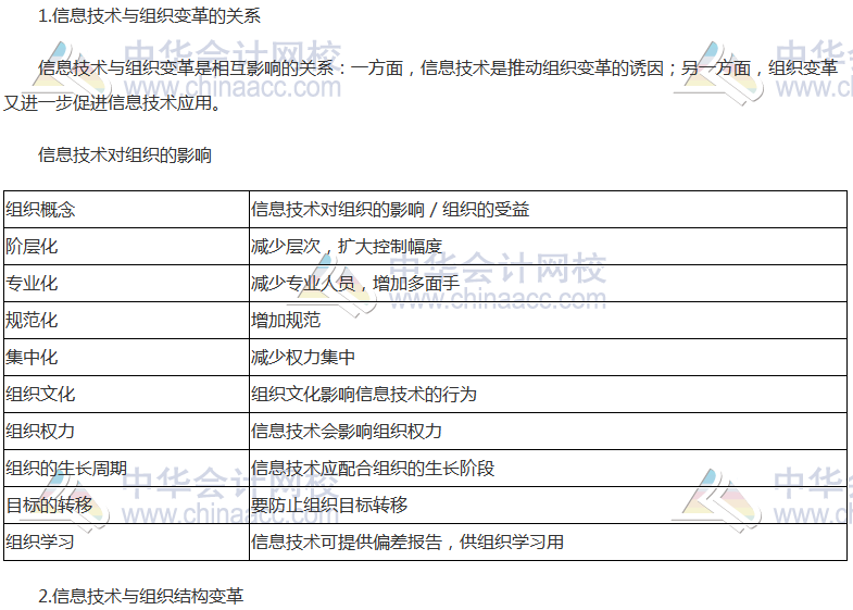 注会《公司战略》高频考点：信息技术与组织变革