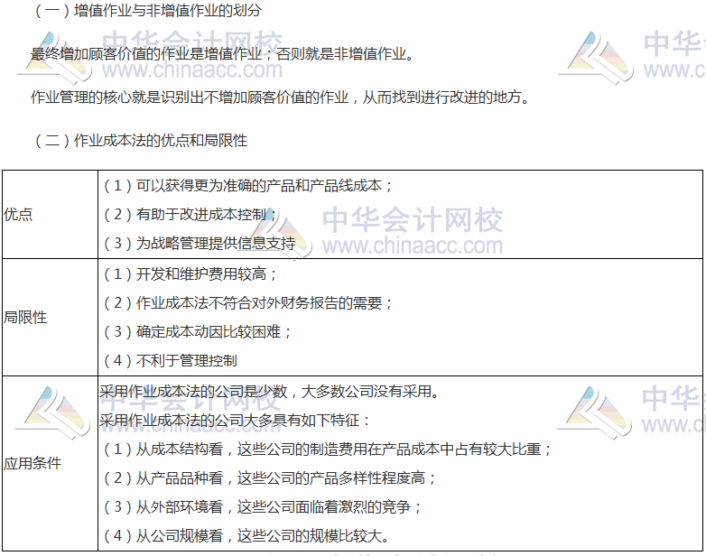 《财管》高频考点：作业成本管理