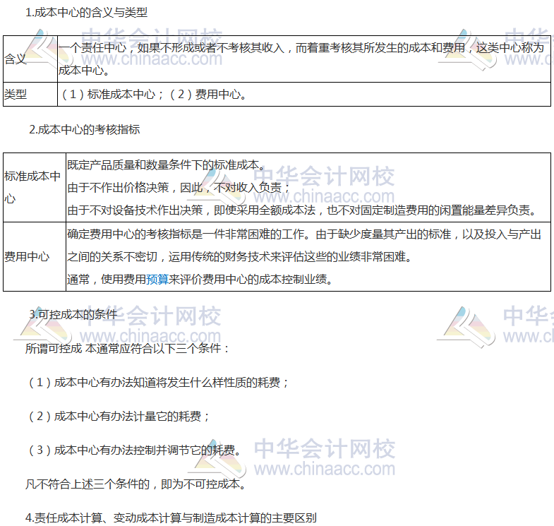 《财管》高频考点：成本中心