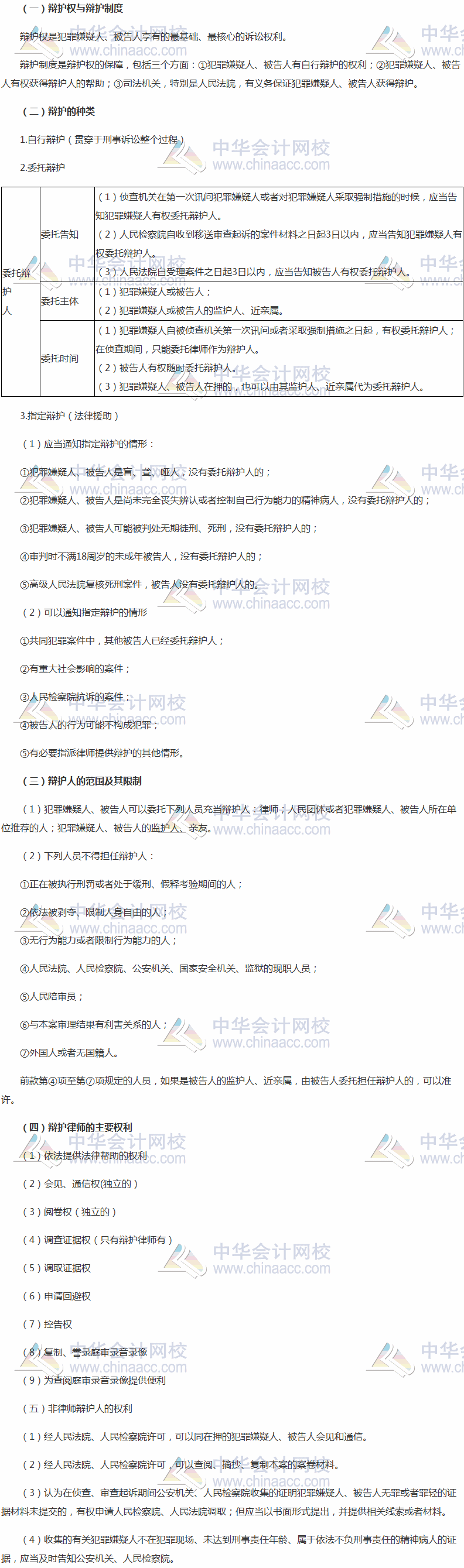 2017税务师考试《涉税服务相关法律》高频考点：辩护