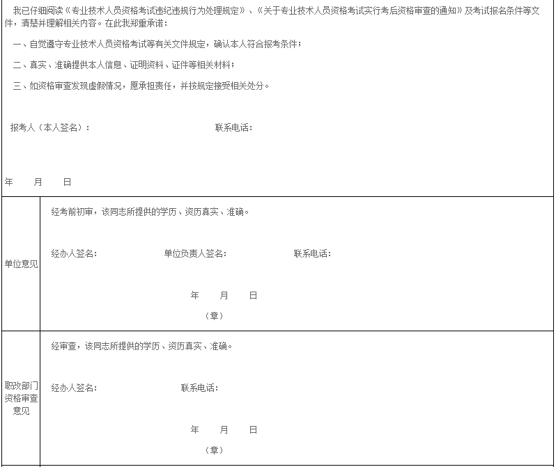 年度会计专业技术资格考试登记表