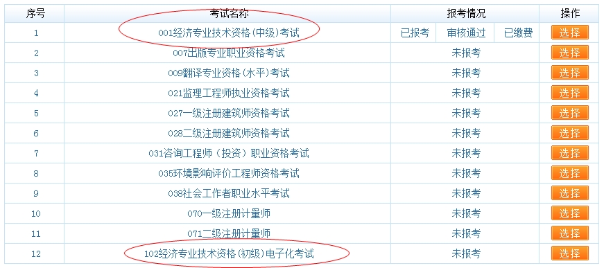 经济师考试报名