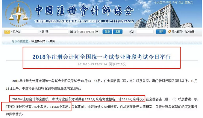注册会计师报考人数