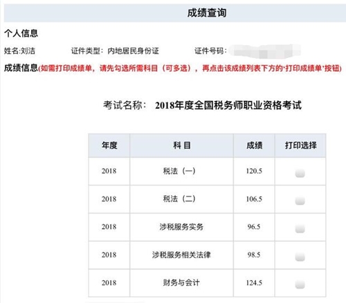 刘洁成绩单