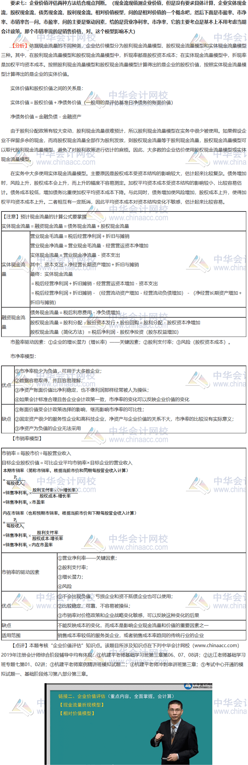 2019年注会职业能力综合测试（二）试题涉及知识点