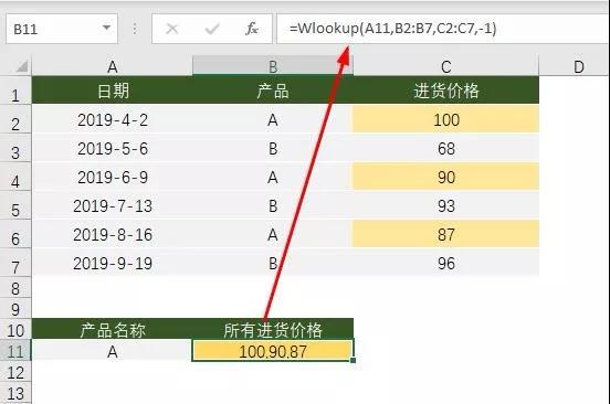 Wlookup函数