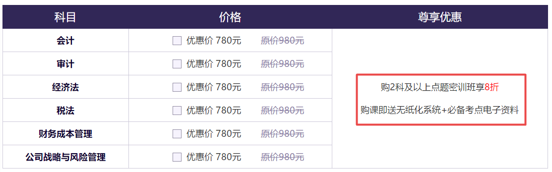 注会点题密训班优惠