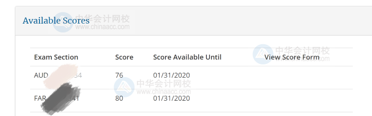 2019年AICPA考试成绩