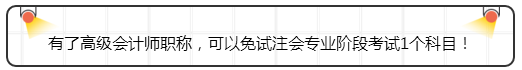 有了高级会计师职称，可以免试注会专业阶段考试1个科目！