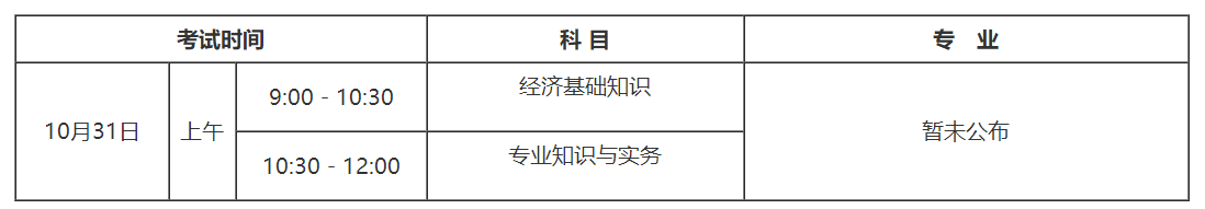 初级经济师考试时间