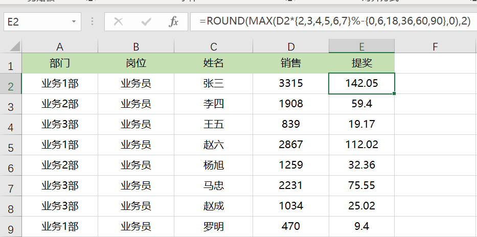 Excel如何用公式快速计算销售提奖问题？