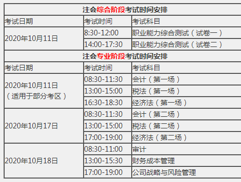 四川2020年cpa报名时间和考试时间