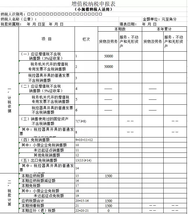 增值税纳税申报表