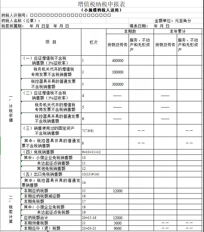 增值税纳税申报表