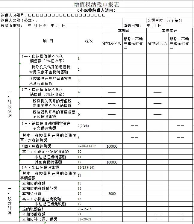 增值税纳税申报表