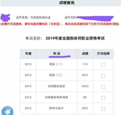 税务师成绩查询