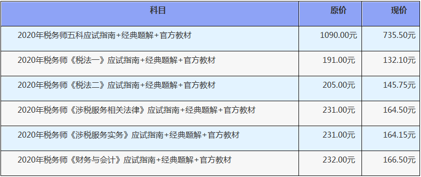 税务师辅导书价格