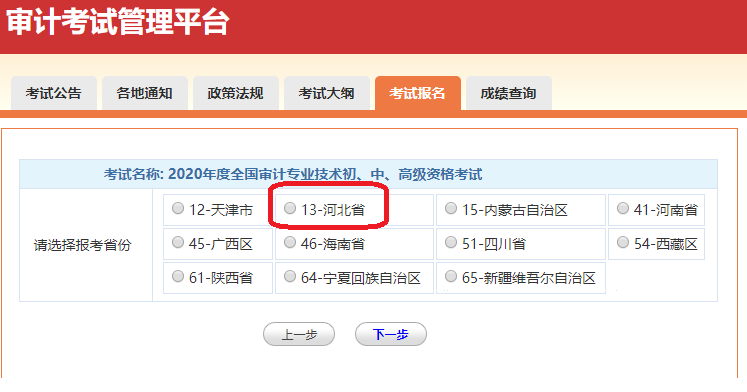 河北省2020年审计师考试报名流程图