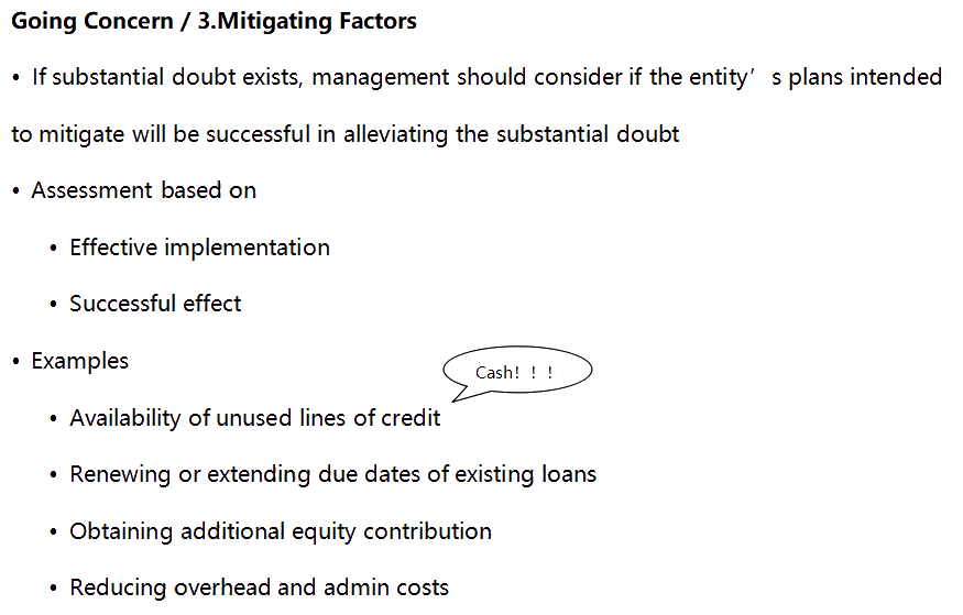 AICPA知识点：持续经营Going Concern —Mitigating Factors