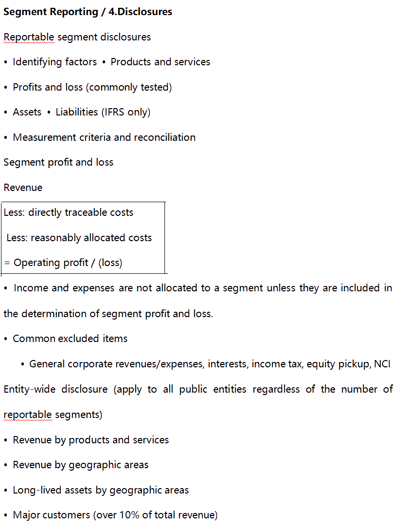 AICPA知识点：Segment Reporting—Disclosures