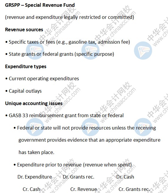 AICPA知识点：GRSPP – Special Revenue Fund