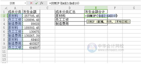 如何使用SUMIF函数进行分类汇总？