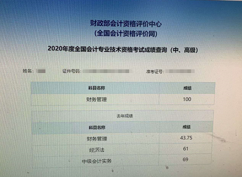 喜报：网校2020中级会计职称学员再创佳绩！百分学员出现