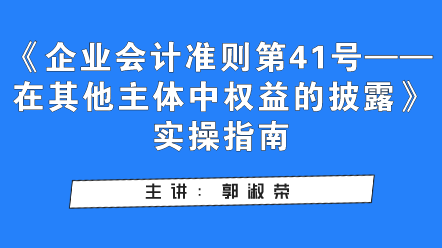 《企业会计准则第41号——在其他主体中权益的披露》实操指南